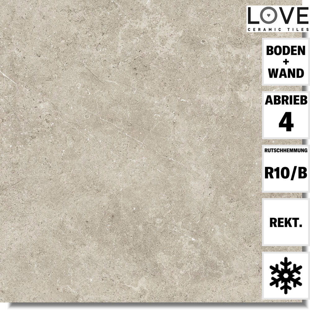 Pure Stone light grey 60 x 60 von Love Tiles für innen und außen