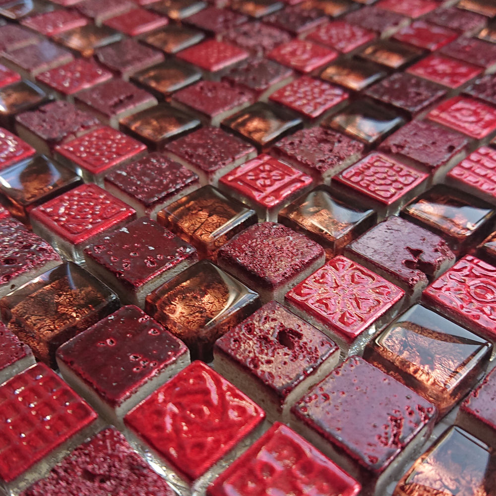 Glas-Metall Mosaik rot mix glänzend 30 x 30 1901SGB-FD04