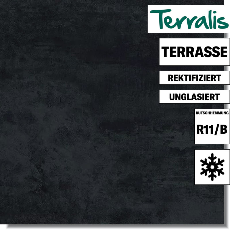Zementoptik Terrassenplatte Helio anthrazit von Terralis