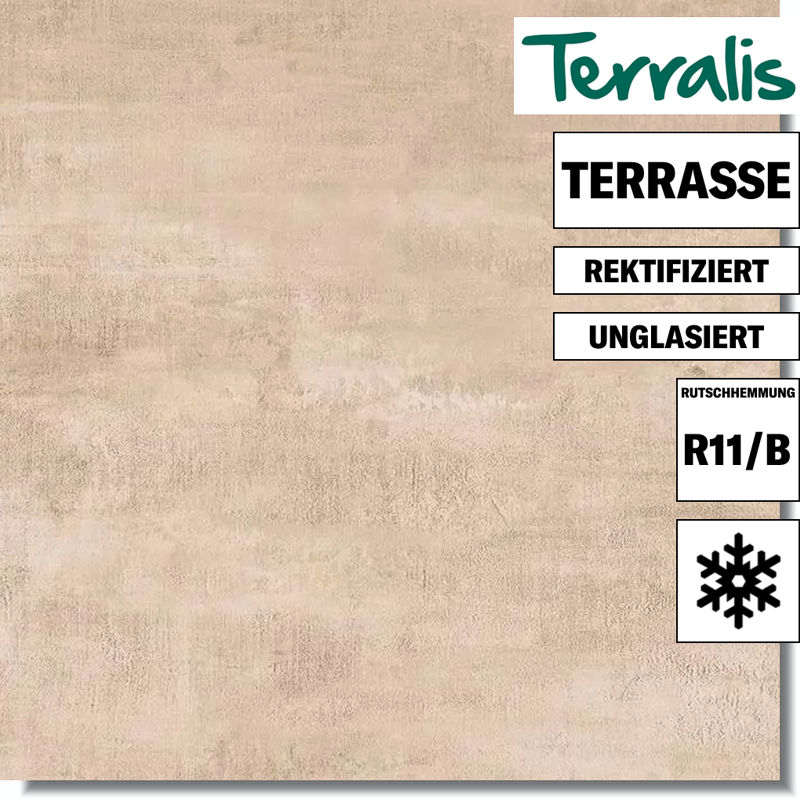 Zementoptik Terrassenplatte Helio beige von Terralis
