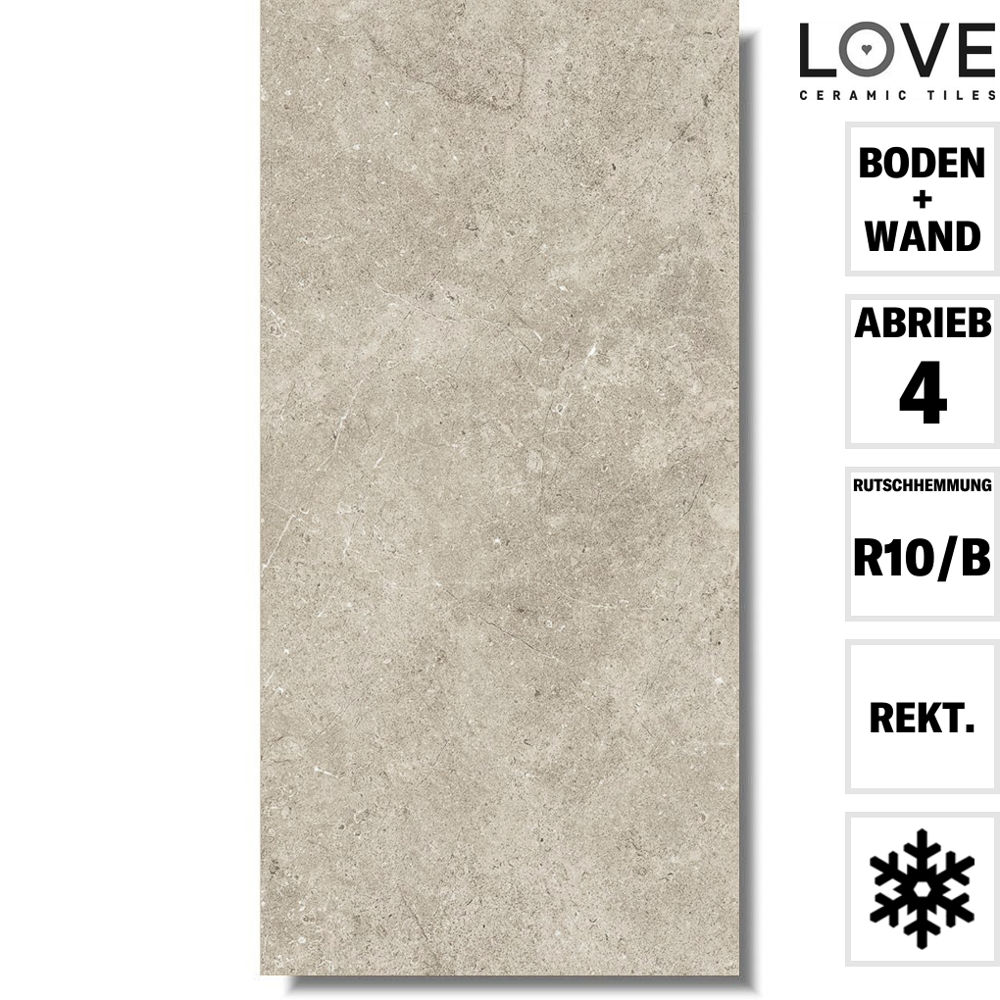 robustes Feinsteinzeug Pure Stone light grey von Love Tiles