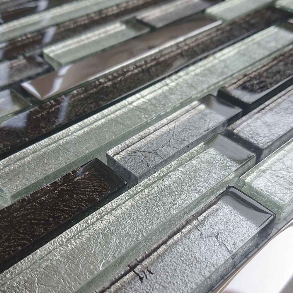 Glas-Metall-Brick Mosaik silbergrau glänzend 30 x 30 K16201LM